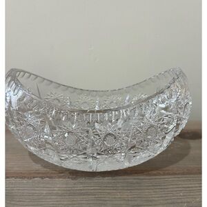 Lead crystal heavy canoe shaped bowl.Absolutely Gorgeous!